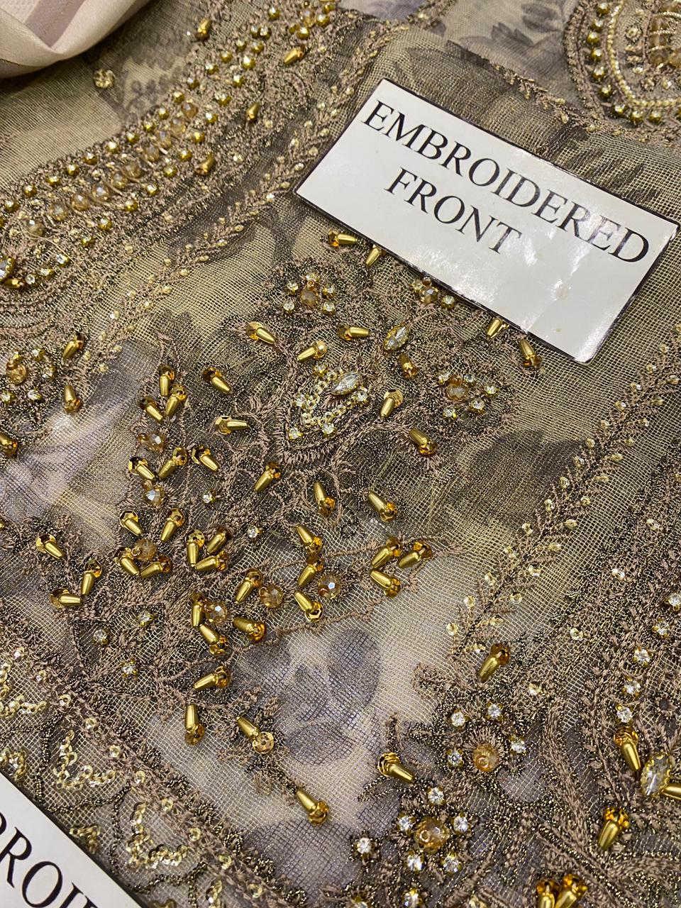 CHARIZMA SUNHERI ROYALE FESTIVE EDITION |KHADDI NET WITH KHADDI NET DUPATTA  |3PC UNSTICHED