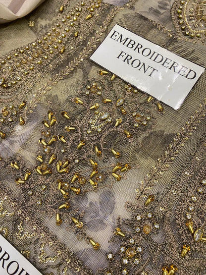 CHARIZMA SUNHERI ROYALE FESTIVE EDITION |KHADDI NET WITH KHADDI NET DUPATTA  |3PC UNSTICHED