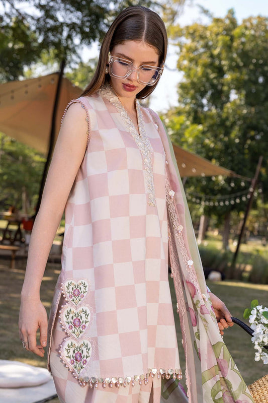 MARIAB BROWN HEART |PRINTED LAWN WITH CHIFFON  DUPATTA  |3PC UNSTICHED