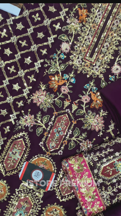 MARIAB | MAHARANI CHIFFON EMROIDED DRESS|3 Pec Unstiched