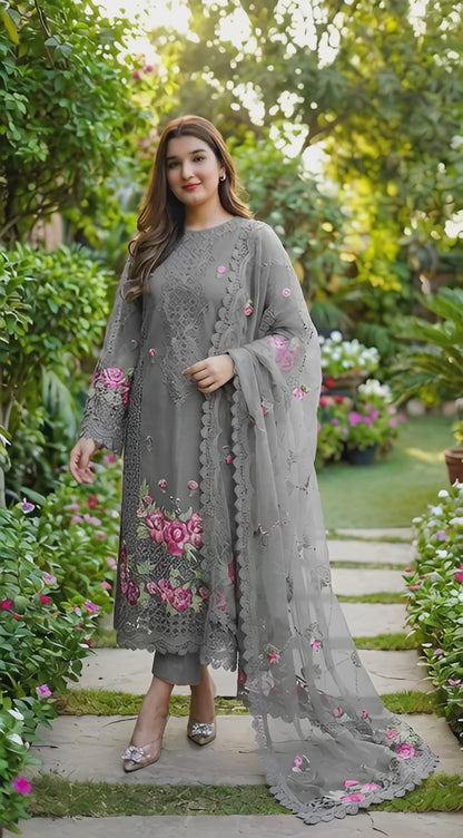 Aneela Premium Embroidered ChikanKari Dress