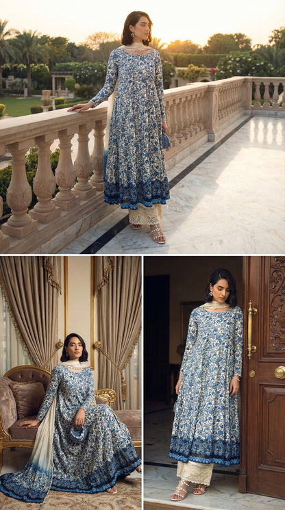 Iznik | Printed Lawn With Chiffon Dupptta | 3pec Unstiched