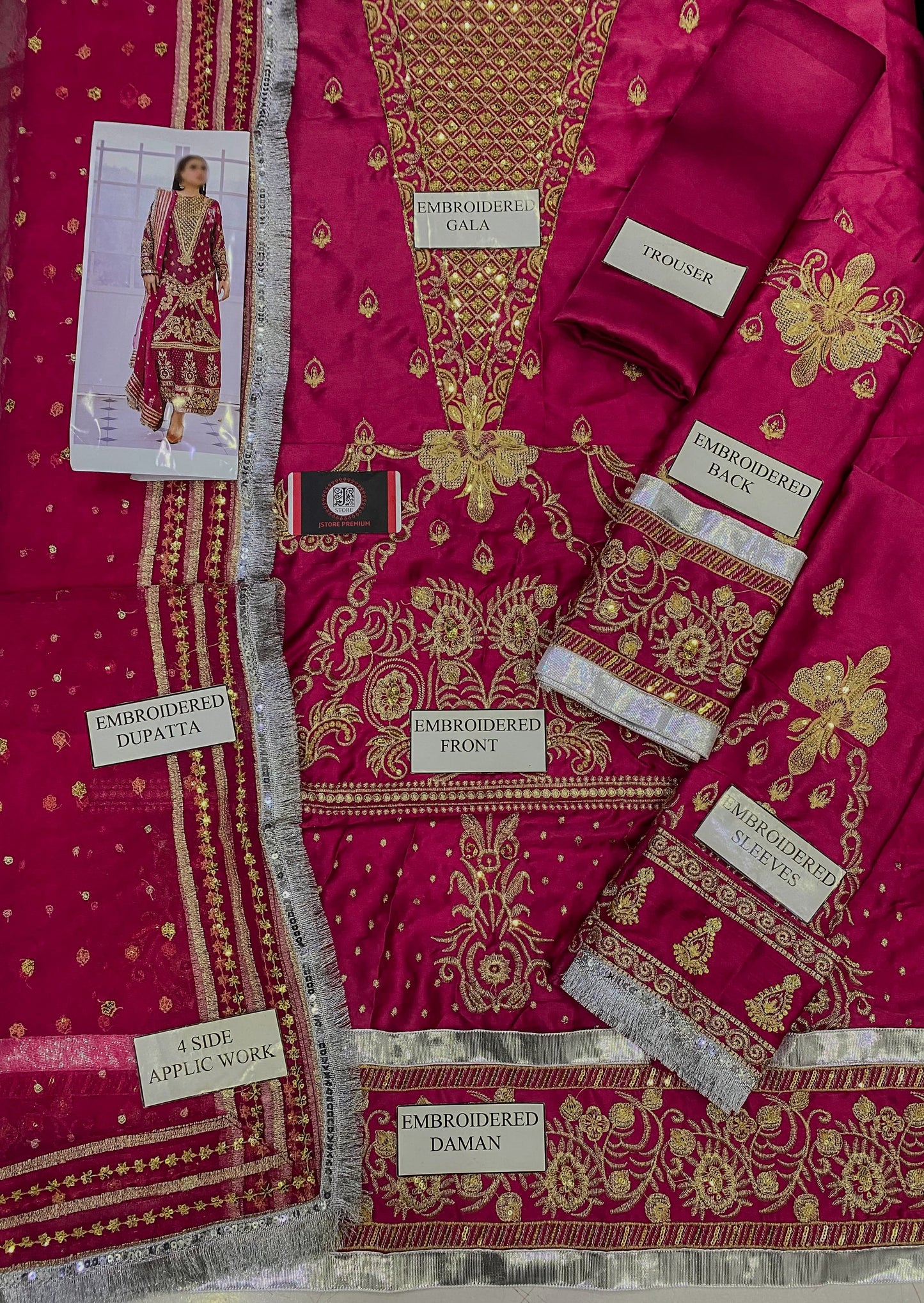 Nameera By Farooq 3Pec Unstiched Dress