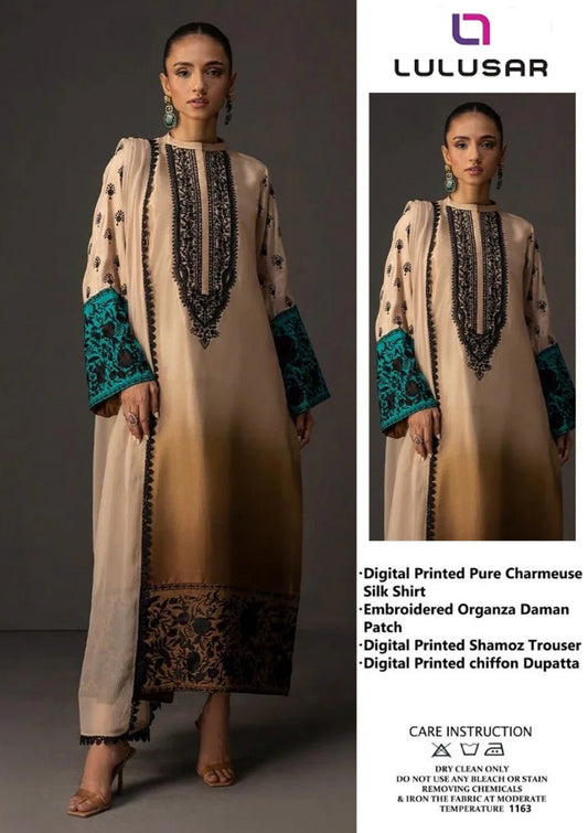 Luxury Silk Dress | 3pec Unstiched