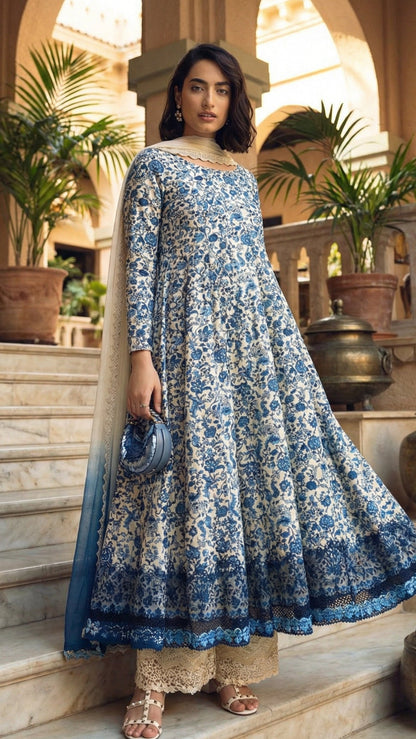 Iznik | Printed Lawn With Chiffon Dupptta | 3pec Unstiched