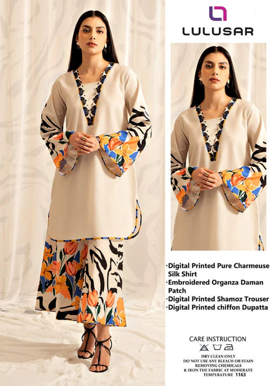 Luxury Silk Dress | 3pec Unstiched