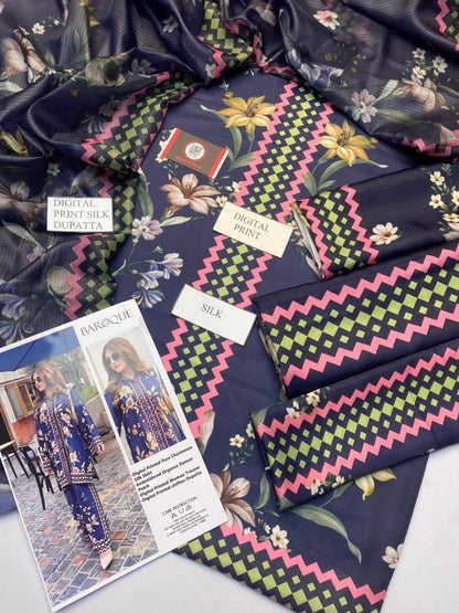 Luxury Silk Dress | 3pec Unstiched