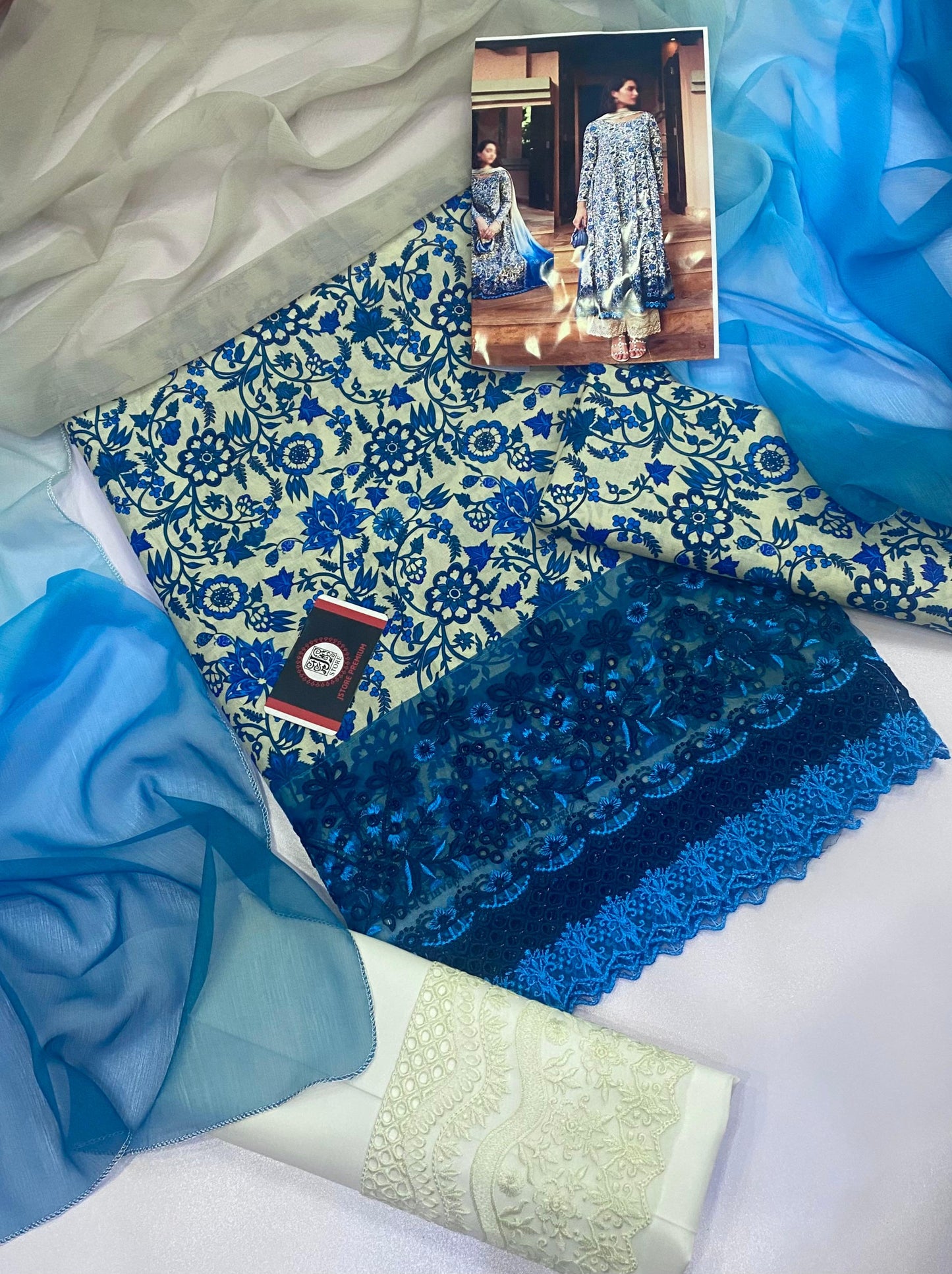 Iznik | Printed Lawn With Chiffon Dupptta | 3pec Unstiched