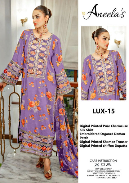 Aneela’s Luxury Silk Dress | 3pc Unstitched