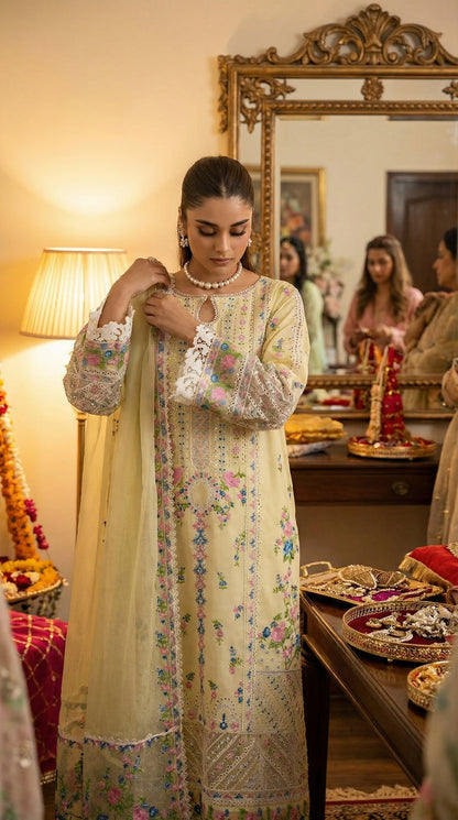 Chikenkari Nimora Lawn With Embroided Dupatta